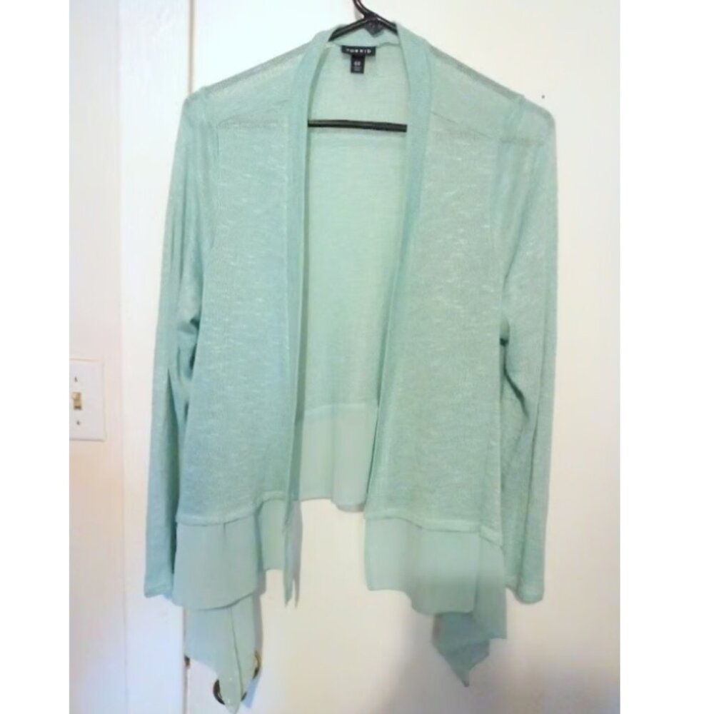 Torrid Light Knit Cardigan Sweater 00 (10-12) Open Front Hi-Lo Boho Coquette Y2K - Picture 2 of 8